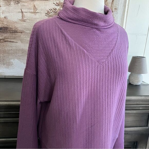 TAHARI Sport Oversized Purple Pull Over Top Lg Collar HiLo size Large - Picture 2 of 9